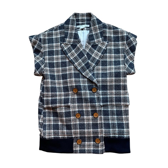$598 VERONICA BEARD Enzo Dickey Oversized Plaid Vest Sz XS - Picture 11 of 15